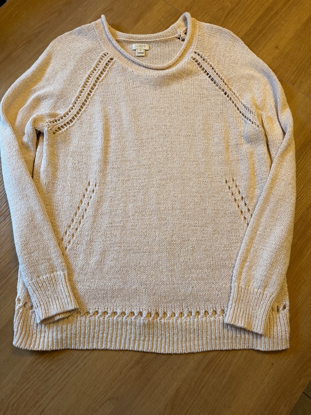 J. Crew Women's Light Cream Scoop Neck Knit Pullover - Picture 2 of 5